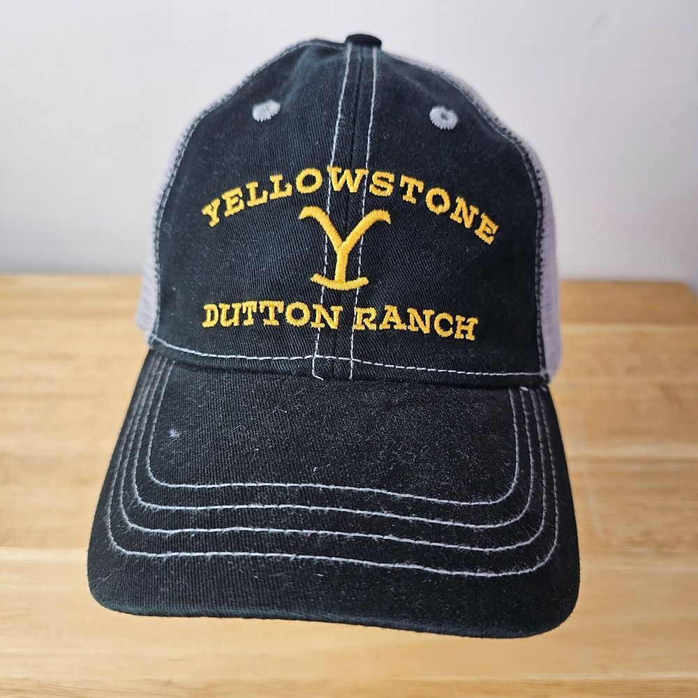 Yellowstone Dutton Ranch Trucker Hat Black Mesh Back Western TV Show Merchandise